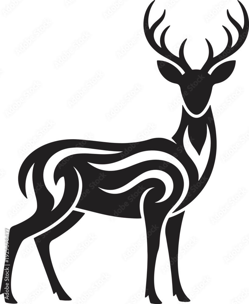 Fototapeta premium Tribal deer silhouette art