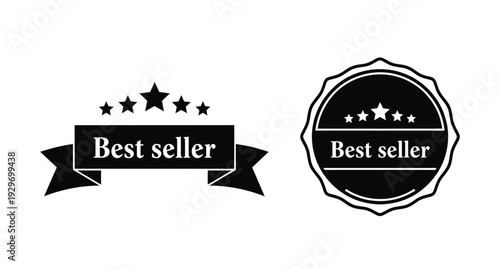 Two black best seller ribbons with stars a striking silhouette