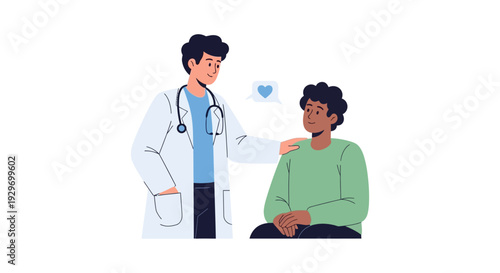 Doctor Reassuring Patient with Empathy and Care. Healthcare Support and Medical Consultation Illustration.