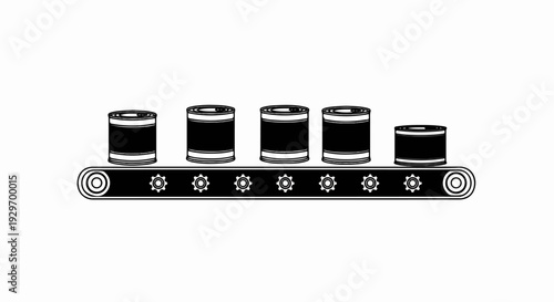 Cans lined up on a conveyor belt with gears beneath them