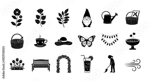 Organic Flowing Silhouettes for a Garden Party Celebration Promotion. transparent.