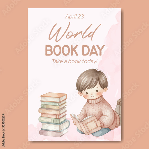Watercolor world book day poster