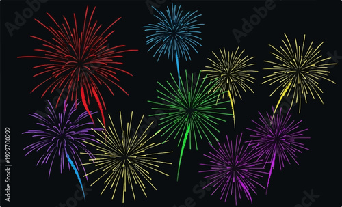 A vibrant display of colorful fireworks bursting against a dark night sky