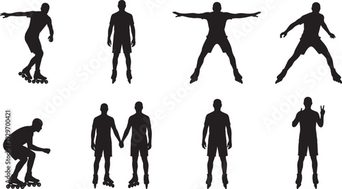 Webskating, rollerblading, silhouette, inline, sports, fitness, activity, vector, exercise, athlete, urban, recreation, outdoor, hobby, lifestyle