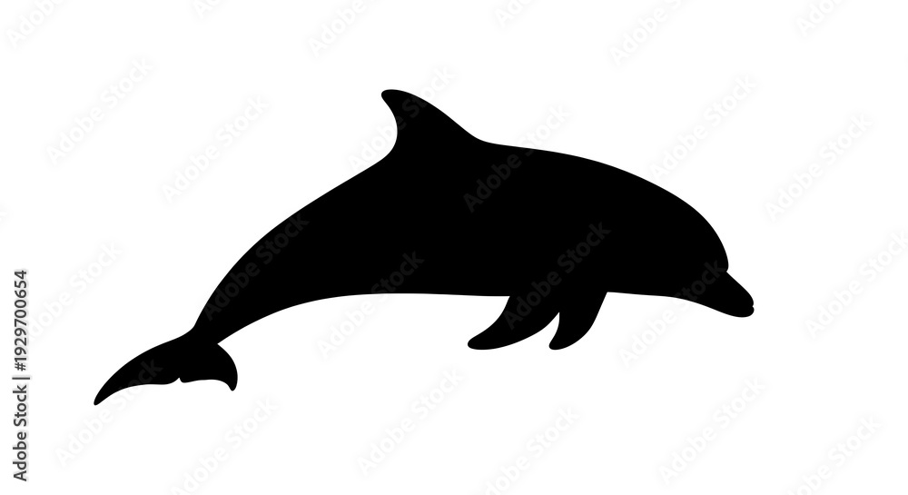 Fototapeta premium Black silhouette of a dolphin swimming.