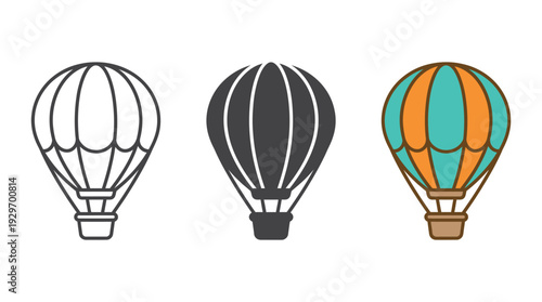 Colorful Hot Air Balloons Illustration Set Isolated on White Background