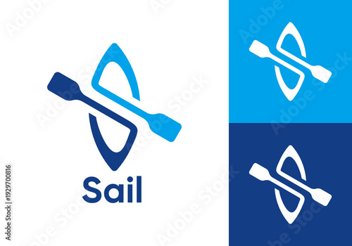 abstract rowing boat logo design