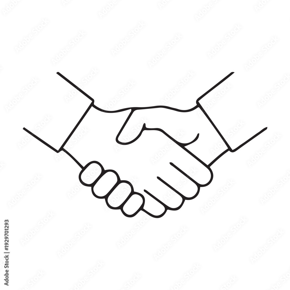 Fototapeta premium Handshake line art vector icon