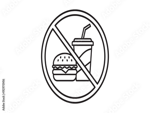 No food or drink allowed vector icon isolated on White Background