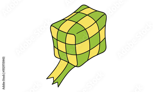 Ketupat Rice Cake Icon Illustration for Eid Mubarak Celebration