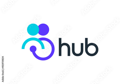 partner job logo design. simple technology connection work people icon vector concept