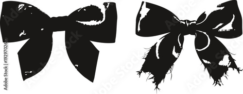 black vintage bow silhouettes with elegant and decorative ribbon designs isolated on white