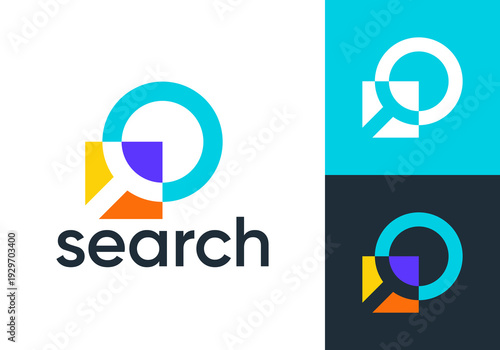 simple magnifying glass logo. search find job recruitment agency vector design concept