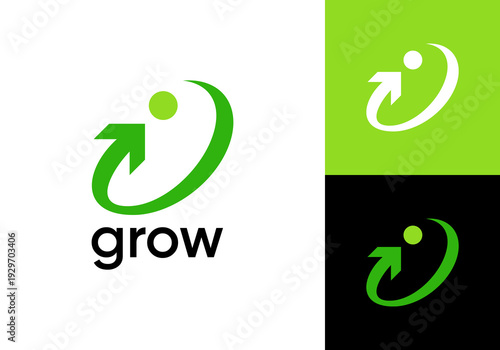 circle arrow growth logo design vector