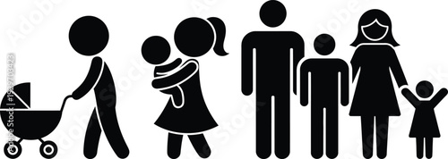 Diverse family members depicted in a simple and inclusive illustration