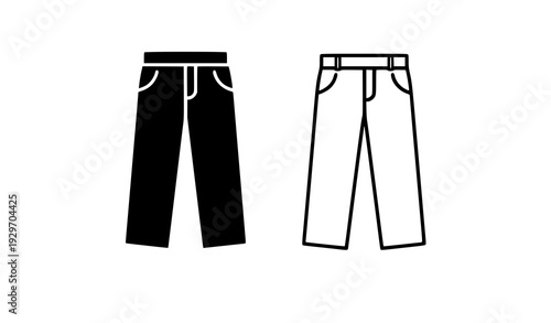 Pants Icon Solid and Outline Style Fashion Vector Illustration on White