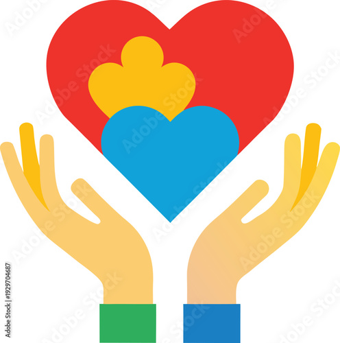 Adobe Illustrator Artwork world down syndrome day, childrens foot print flat style
