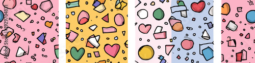 Hearts in a cute retro doodle style creating a vibrant seamless pattern. Seamless heart pattern representing love and romance