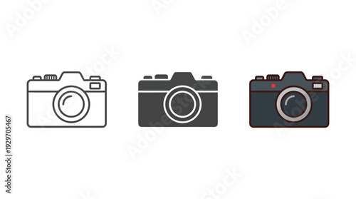Camera Icons Set Isolated on White Background