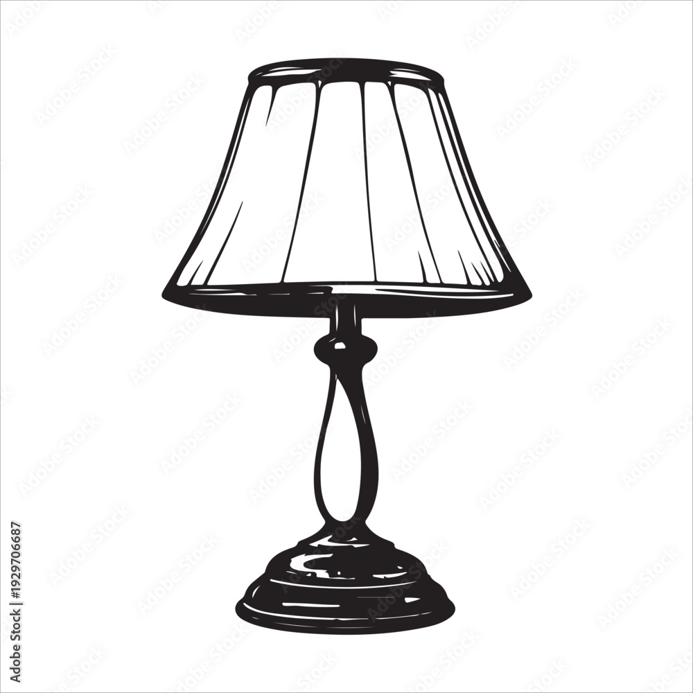 Obraz premium Table lamp silhouette with lampshade