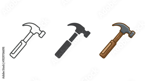 Hammer Claw Tool Set Isolated on White Background