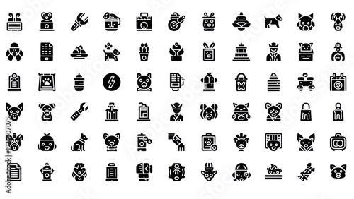 Collection of diverse flat icons - animals, tools, holidays, objects, professions