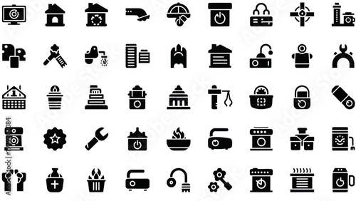 Collection of Diverse Icons for Technology, Business, and Services