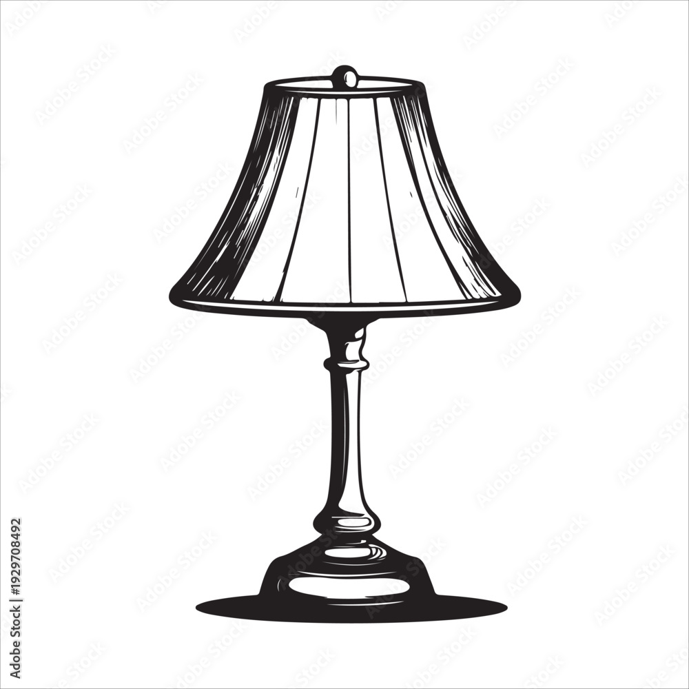 Obraz premium Table lamp silhouette with lampshade
