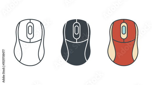Computer Mouse Set Illustration Isolated on White Background