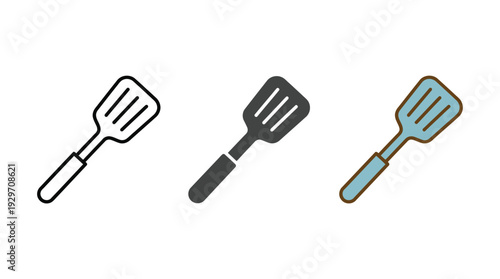 Spatula Icons Set in Various Styles Isolated on White Background