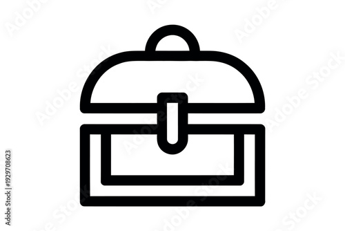 Simple Black Icon of Covered Serving Dish with Handle on Top and Clasp