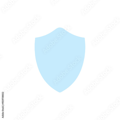 A simple, minimalist light blue shield icon on a plain white background, perfect for security, protection, or defense related graphics and designs