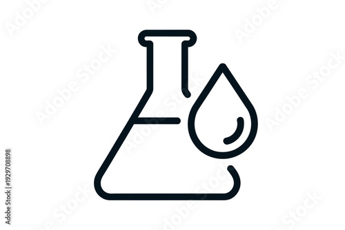 Laboratory Flask with Single Drop Icon, Science Equipment, Laboratory Supplies, Medical Symbols