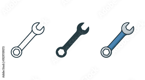 Spanner Wrench Tools Isolated on White Background