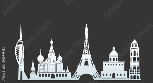 Famous landmarks from around the world in minimalist style