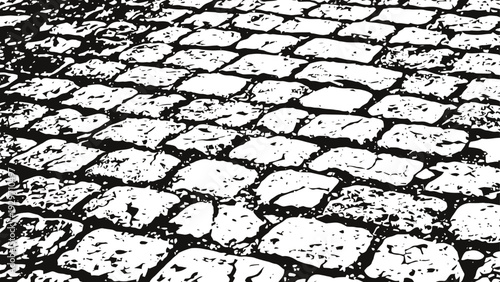 old cobblestone pavement texture rough stone surface pattern with irregular shapes and worn edges