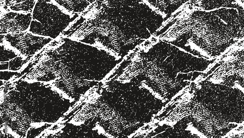 Grunge cracked texture background with diagonal rough distressed pattern in black and white