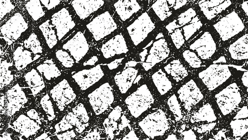 Abstract black and white grunge texture with random cracked and scratched pattern for background design