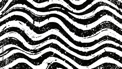 Grunge wavy lines pattern background abstract black and white textured stripes design distressed retro stripes visual effect