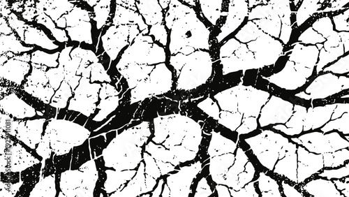 Black cracked paint texture abstract distressed surface with deep fissures and fragmented pattern