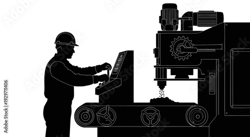 Precision in Production: A skilled engineer, silhouetted against a backdrop, meticulously operates advanced machinery, embodying the fusion of human expertise and technological prowess.