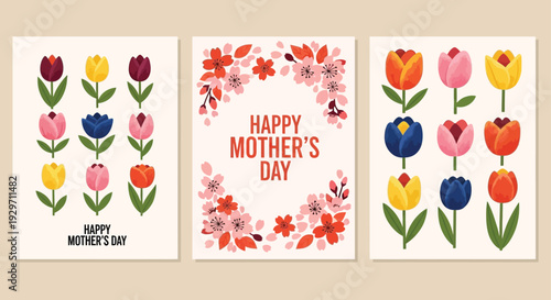 Colorful floral designs celebrating mother’s day with cheerful greetings