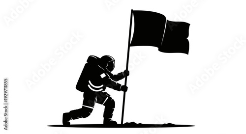 Astronaut Planting Flag on Alien World: An astronaut, a pioneer of the cosmos, plants a flag, marking a historic moment of exploration and discovery on a new planet.