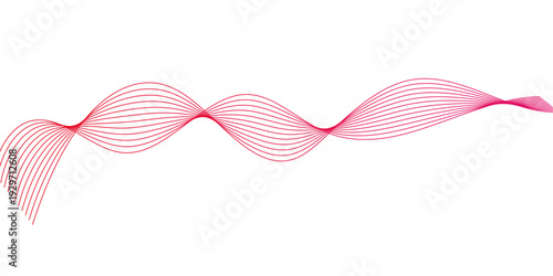Abstract red flowing wave curved lines for banner, template, wallpaper background with wave design. Technology flow grid blend curve wave line digital isolated energy, music.