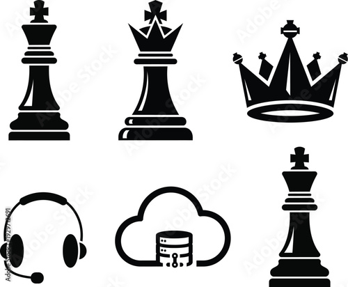 Chess pieces and cloud computing icons