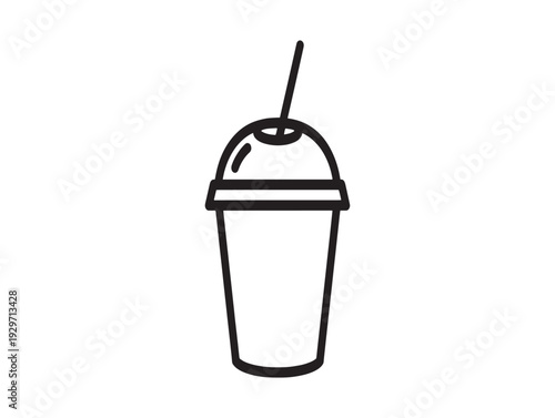 Vector cup with straw icon isolated on White Background