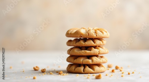 Homemade peanut butter cookies that are on a table