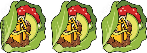 Healthy lettuce wraps filled with seasoned ground beef, cheese, avocado, and salsa for a delicious meal