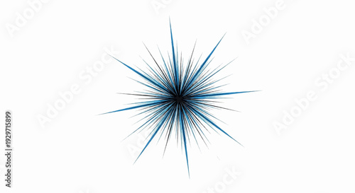 Abstract blue and black starburst explosion on white background