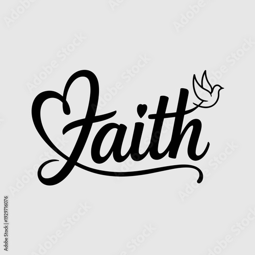 Faith Script with Dove Inspirational Christian Typography Design
